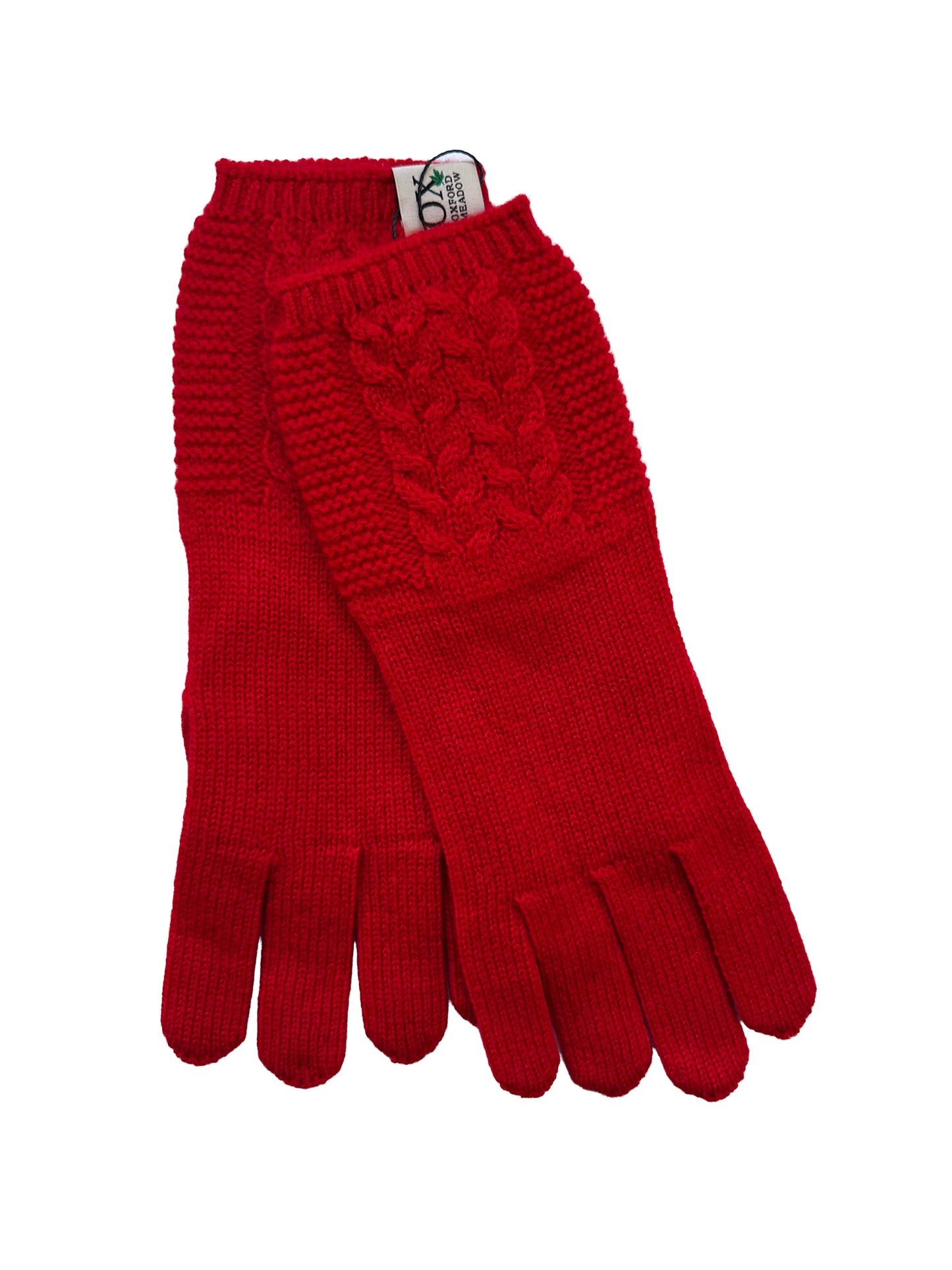 The Ox Haven Cable Gloves Red Women's